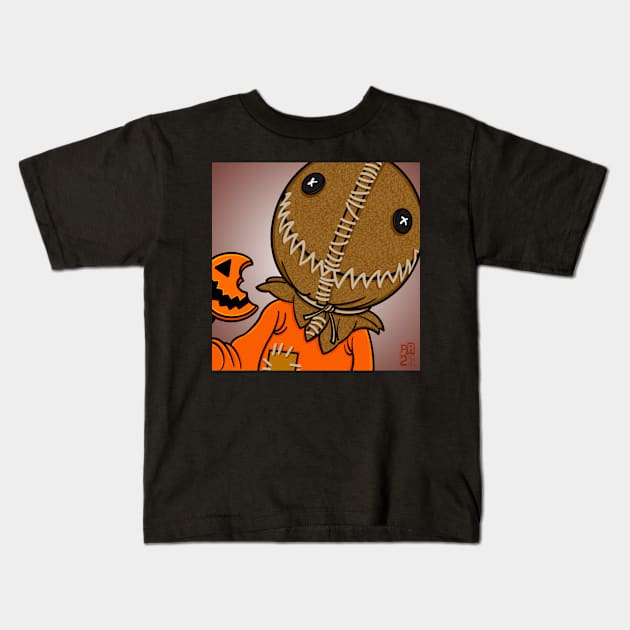 Trick Or Treat Sammie Kids T-Shirt by OrneryDevilDesign